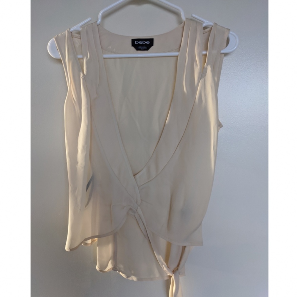 BeBe Sleeveless Wrap Top